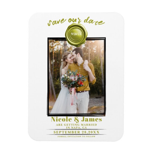 Íman Foto de selo de cera Chartreuse casamento Save the (Vertical)