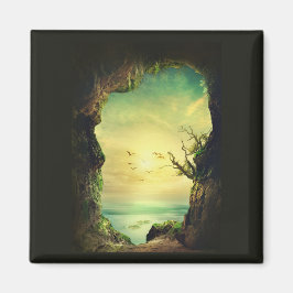 Íman Foto de uma caverna que se sobrepõe a um mar tropi