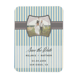 Íman Foto de Vintage Striped Salva o Casamento de Data