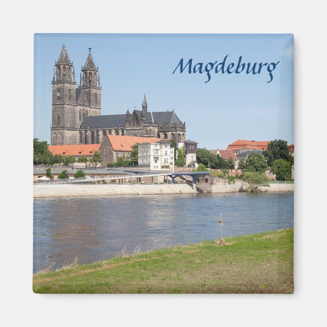 Íman Foto de vista de Magdeburg (Frente)
