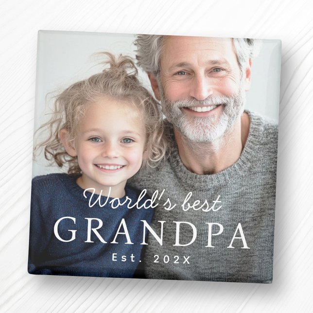 Íman Foto do ano mais recente do melhor avô do mundo (World's best grandpa grandfather est year photo magnet)