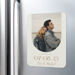Íman Foto do Arco Moderno de Boho Ivory Tan Salve a Dat<br><div class="desc">Casamento moderno salve o ímã de data com design chic elegante e estilo minimalista com sua foto em um quadro de arco.</div>
