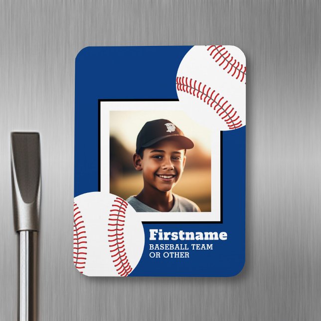 Íman Foto do Baseball Adicionar seu nome - Pode editar  (Personalized fridge magnet - sports photo)