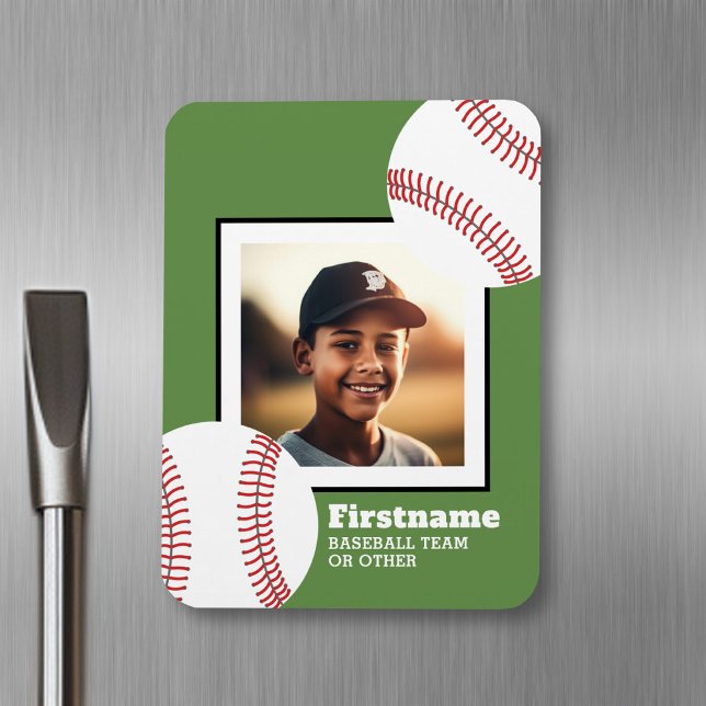 Íman Foto do Baseball Adicionar Seu Nome - Pode Editar  (Personalized fridge magnet - sports photo)