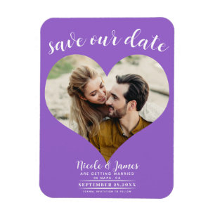 Íman Foto do Casamento Purple Heart Save the Date