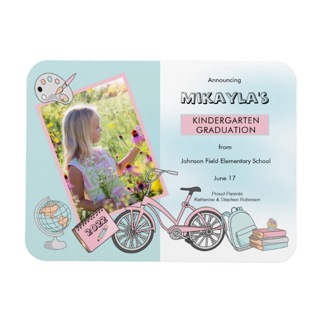 Íman Foto do jardim de infância bonita, rosa | Graduaçã (Horizontal)