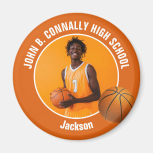 Íman Foto do jogador de basquete do ensino médio laranj