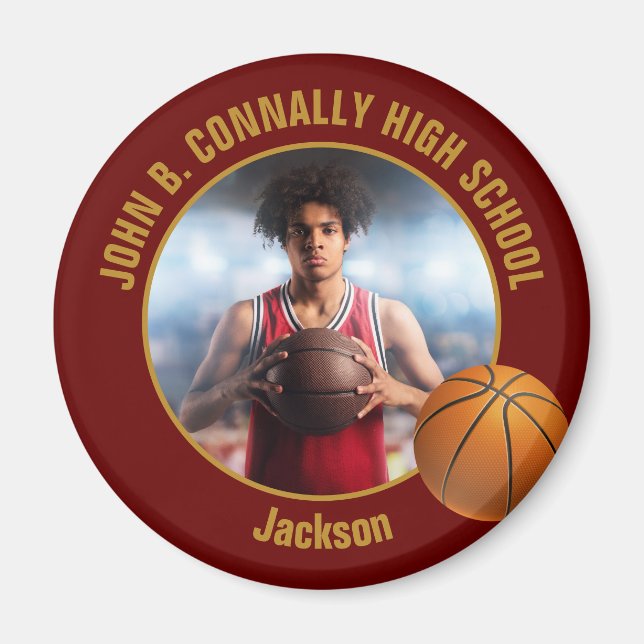 Íman Foto do jogador de basquete Maroon Gold (Frente)