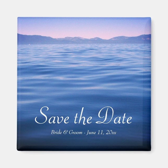 Íman Foto do Lago Tahoe Rosa e Azul Save the Date (Frente)