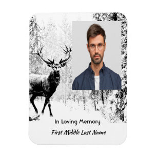Íman Foto do Memorial Oração Stag Deer Forest Winter Wi