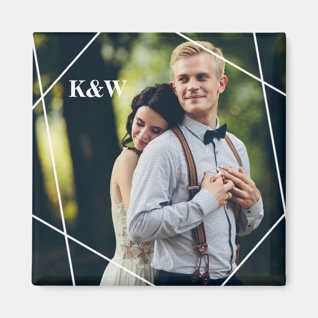 Íman Foto do Monograma Contemporâneo (Frente)