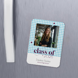 Íman Foto do padrão do Boné de formatura azul Elegante