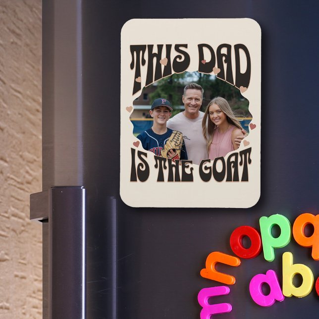 Íman Foto do Pai da maior felicidade (Dad is the Greatest Of All Time - Custom photo, GOAT magnet
)