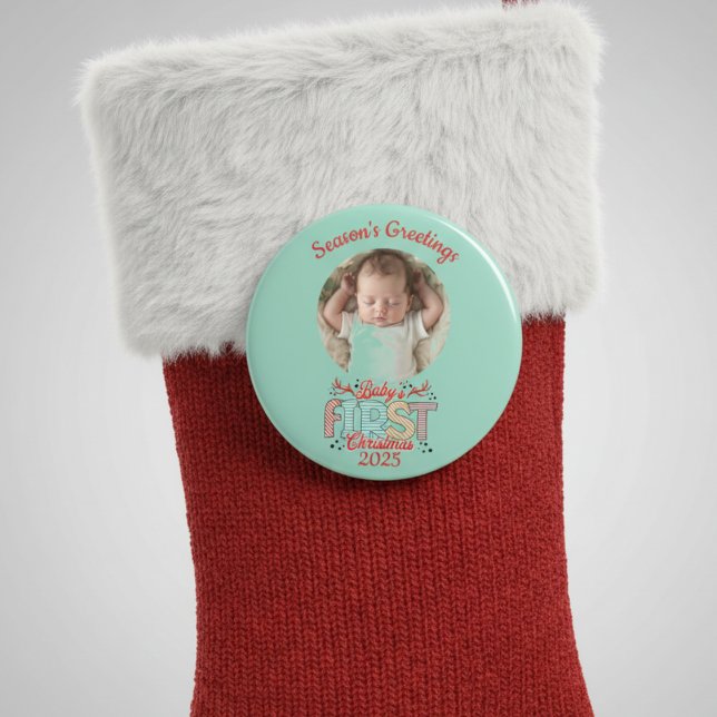 Íman Foto do Primeiro Natal do BEBÊ Personalizada (Criador carregado)