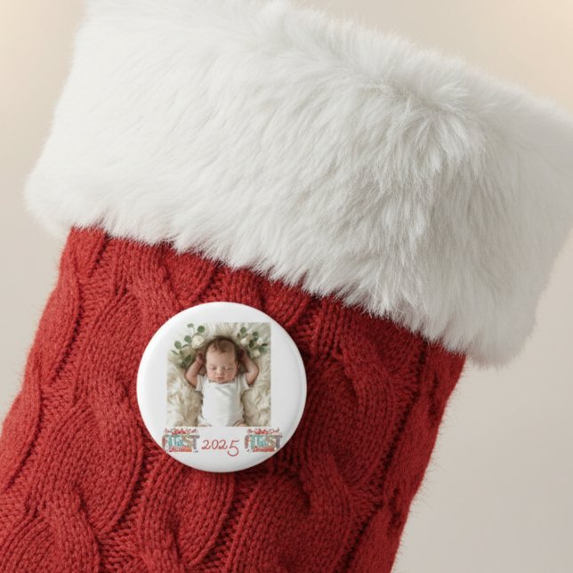 Íman Foto do Primeiro Natal do Bebê Personalize  (Criador carregado)