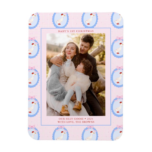 Íman Foto do primeiro Natal do ganso do bobo (Vertical)
