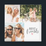 Íman Foto do Script BFF do Chic Moderno dos Melhores Am<br><div class="desc">Um imã fotográfico de melhores amigos com espaço para 3 fotos. Personalize-o com fotos do seu lado. Projetado para você pelo Blackberry Boulevard.</div>