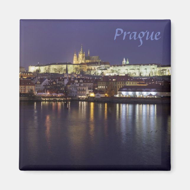 Íman Foto do souvenir do Rio Praga e do castelo (Frente)