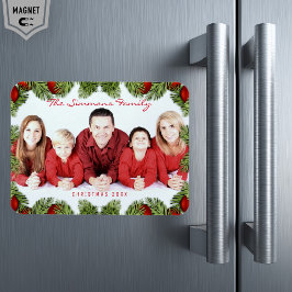 Íman Foto e Nome de Família do Natal Vermelho Personali
