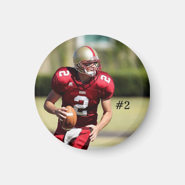 Íman Foto e número personalizados de futebol (Frente)