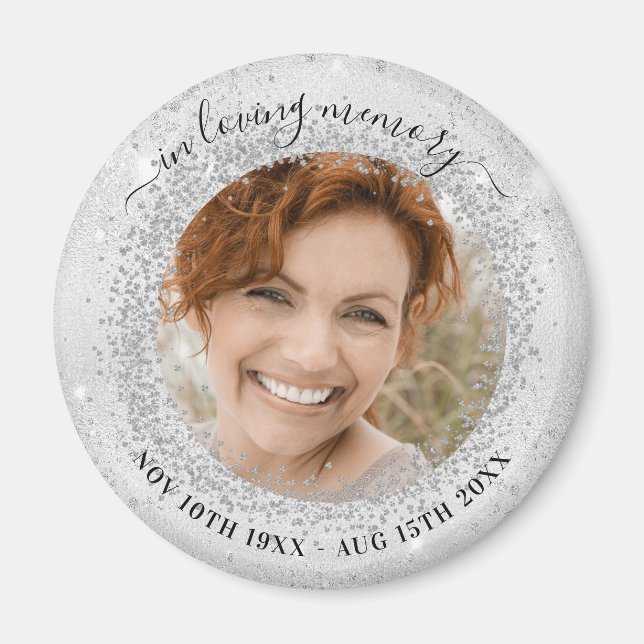 Íman Foto elegante de prata do Memorial (Frente)