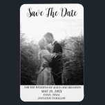 Íman Foto Elegante Simples Casando Magneta Negra Modern<br><div class="desc">Casamento fotográfico simples,  elegante,  preto e branco,  moderno,  Imã salve a data. Você pode personalizá-lo com seus detalhes.</div>