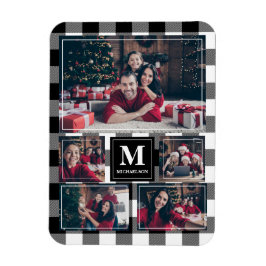 Íman Foto em preto e branco com Xadrez 5 com monograma