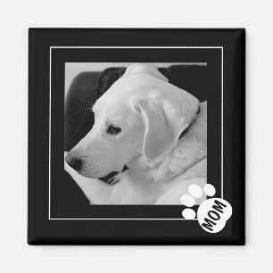 Íman Foto em preto e branco de Cachorro Bonito Paw Mãe
