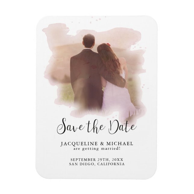 Íman Foto em Watercolor de Script Moderno Elegante Simp (Vertical)