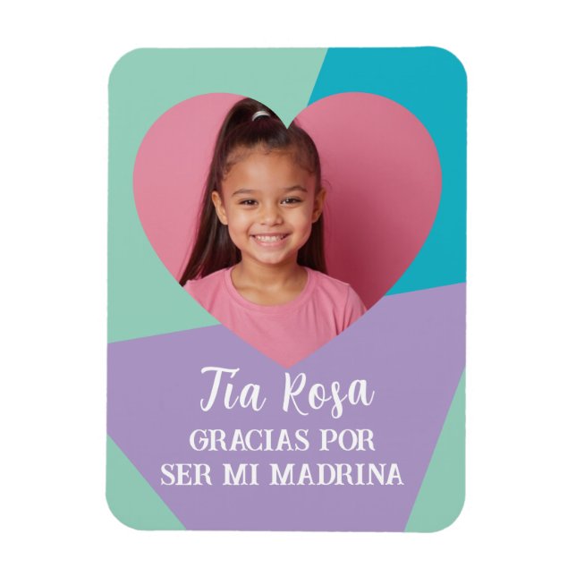Íman Foto en Corazon Regalo de Gracias Para Madrina (Vertical)