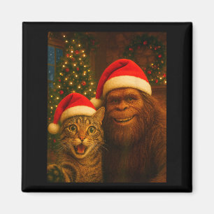 Íman Foto engraçada de gato com Bigfoot Natal Sasquatch