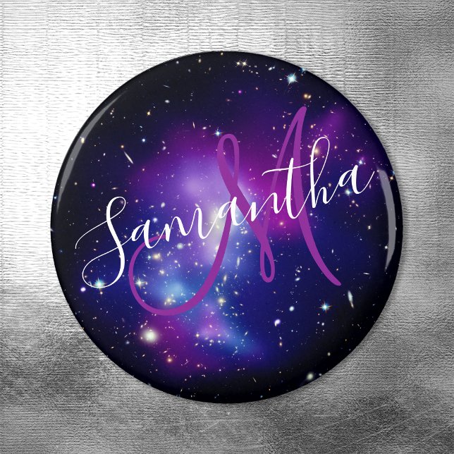 Íman Foto Espacial Celestial Roxa Monogramada (Criador carregado)