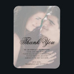 Íman Foto Faux Vellum Obrigado Elegante Favor Do Casame<br><div class="desc">O moderno favorito do casamento é um imã que apresenta "Obrigado" em um roteiro elegante junto com uma camada sobre sua foto favorita. Estes ímãs quicos e na moda são excelentes como um favor personalizado de casamento que os seus hóspedes vão querer guardar.</div>
