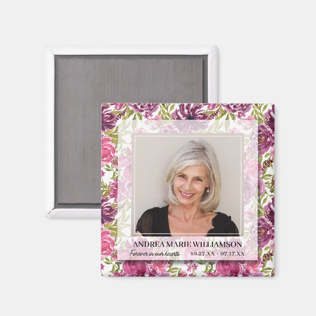 Íman Foto Floral para sempre em nossos Corações (Front/Back)