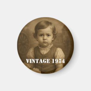 Íman Foto Infantil Personalizada & Ano Vintage Personal