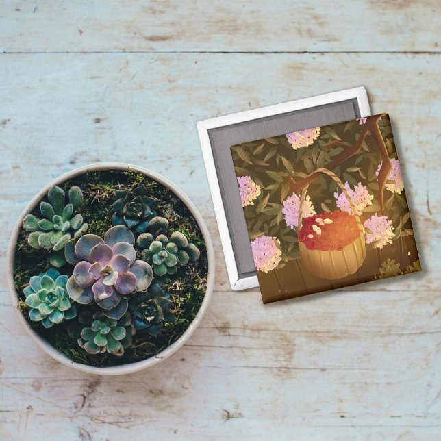 Íman Foto magnética da cesta de framboesa de ouro (Criador carregado)