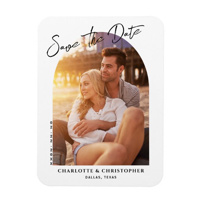 Íman Foto Mínima De Arch Moderno Salve O Cartão De Data (Vertical)