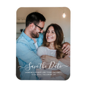 Íman Foto moderna caligrafia Casamento Salve a Data