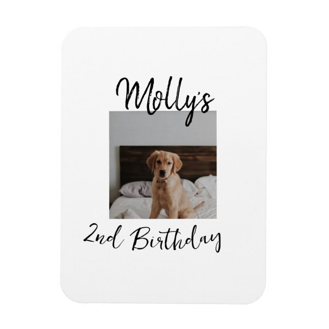 Íman Foto moderna de aniversário de um gato de cão (Vertical)