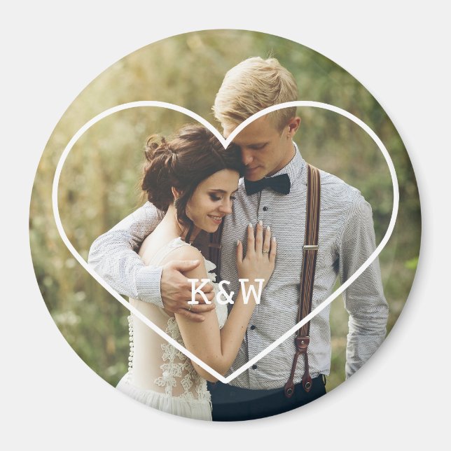 Íman Foto Monograma de Frame Cardíaco (Frente)