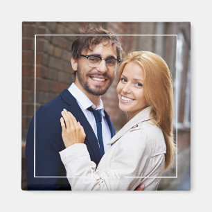 Íman Foto Monograma de Quadro Quadrado Moderno