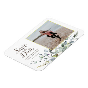 Íman Foto para salvar a data   Moldura Dourada Floral
