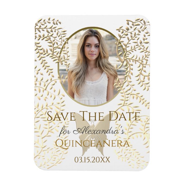 Íman Foto para salvar a data Quinceanera (Vertical)