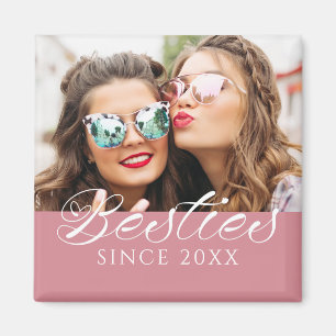 Íman Foto Personalizada "Besties From" Foto Cor-de-Rosa