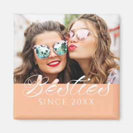 Íman Foto Personalizada "Besties From" Peach Fuzz Chic