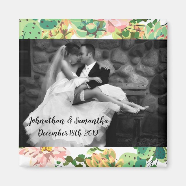 Íman Foto personalizada Bohemian Cactus Succulen (Frente)