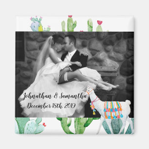 Íman Foto personalizada Boho Llama Bohemian Cact
