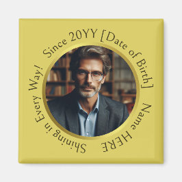 Íman Foto personalizada brilhando Dourado amarelo