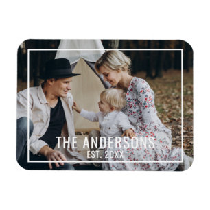 Íman Foto personalizada com nome da família e ano de fu