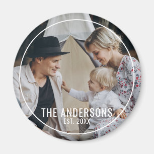 Íman Foto personalizada com nome da família e ano de fu